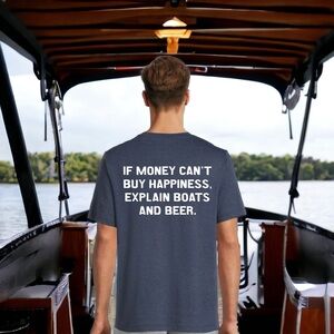 Men's Heather Blue Boats & Beer Graphic T-Shirt
